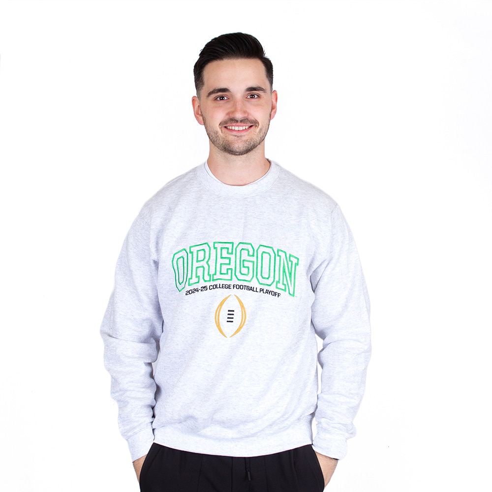 Playoffs, McKenzie SewOn, Grey, Pullover, Cotton Blend, Men, Unisex, Football, JWill, 2024, Post Season, Arched Oregon, Sweatshirt, 919505